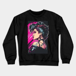 Synthwave Rockabilly Girl Crewneck Sweatshirt